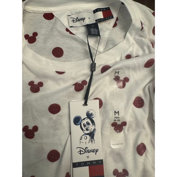Tommy Hilfiger x Disney maroon and white Mickey tee crop top women's medium NWT - Picture 3 of 4